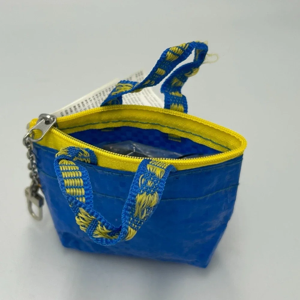 IKEA Bag Knolig Mini Zipper Coin Keychain Tote Key Blue Yard Sale Purse‎ 2019